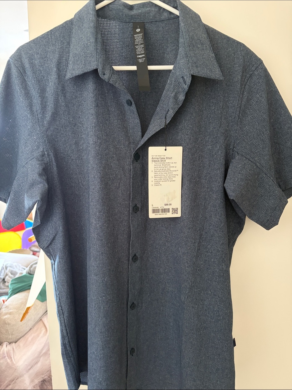lululemon athletica Men's Airing Easy Short-Sleeve Shirt - Navy Heather
